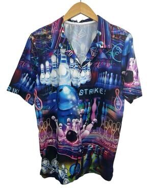Ace Bowling Short Sleeve Button Up Shirt Small Men’s League Colorful Lebowski